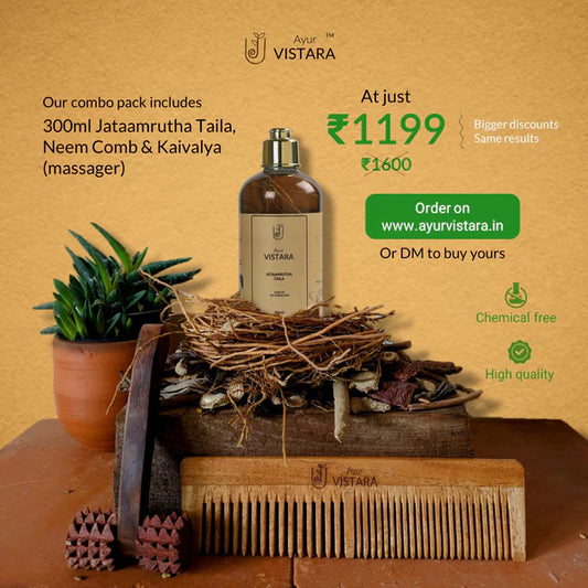 Combo Jatamrutha Taila + Wooden Hair Liner + Kaivalya Massager